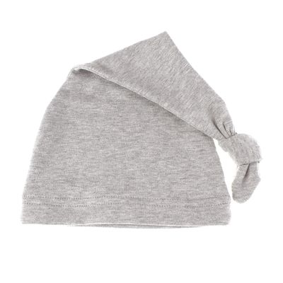 My Lello Long Knotted Tail Cotton Beanie Hat Baby (0-6mo) - Heather Gray