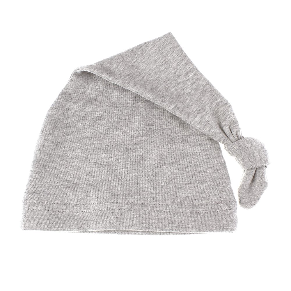 My Lello Long Knotted Tail Cotton Beanie Hat Baby (0-6mo) - Heather Gray