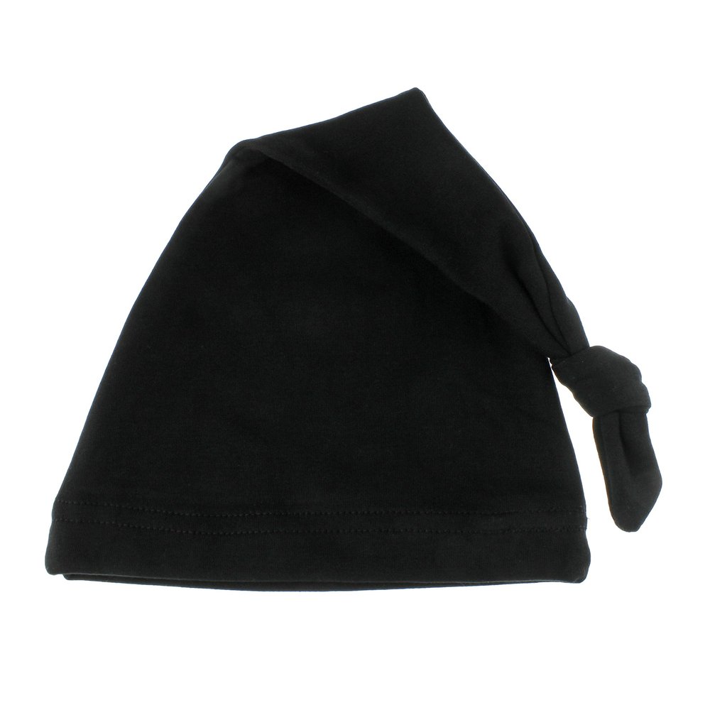 My Lello Long Knotted Tail Cotton Beanie Hat Baby (0-6mo) - Black