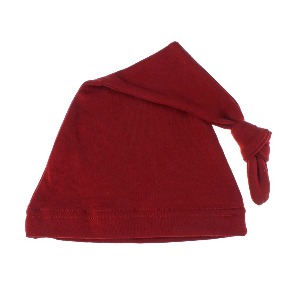 My Lello Long Knotted Tail Cotton Beanie Hat Baby (0-6mo) - Deep Red
