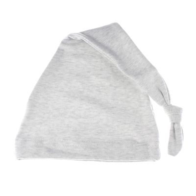 My Lello Long Knotted Tail Cotton Beanie Hat Baby (0-6mo) - Light Heather Gray