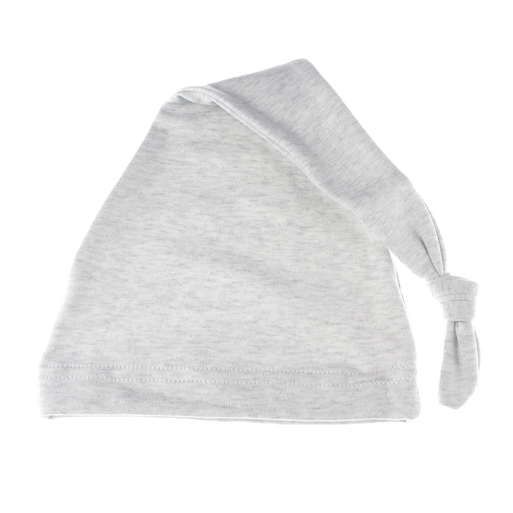 My Lello Long Knotted Tail Cotton Beanie Hat Baby (0-6mo) - Light Heather Gray