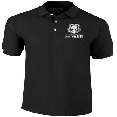 Area 51 Security Polo Shirt, 100% Cotton with Reflective Decorations on Both Front and Back (Small) Black