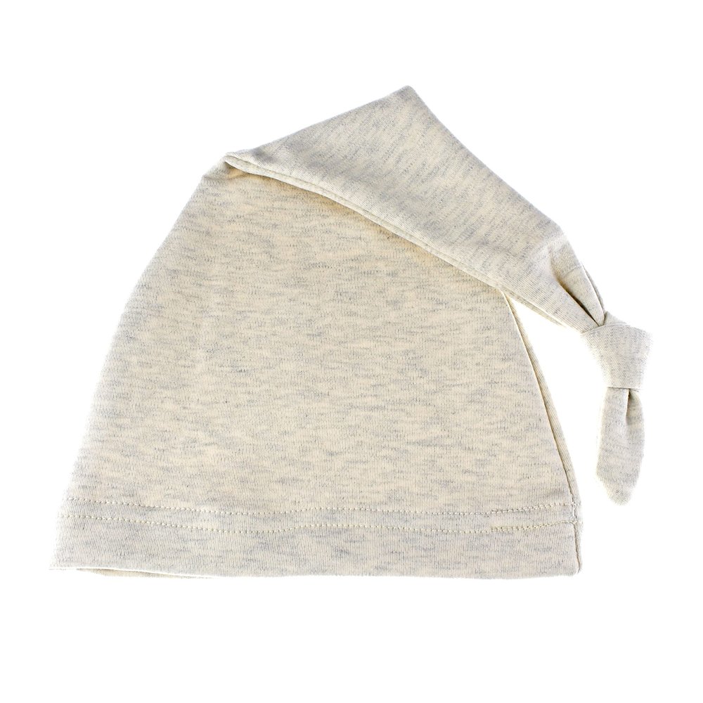 My Lello Long Knotted Tail Cotton Beanie Hat Baby - Newborn - Ivory Heather