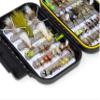 56 Assorted Trout Fly Fishing Flies Kit | Waterproof Fly Fishing Box | Nymphs, Stone, Dry Flies, Streamer, Hopper view 1