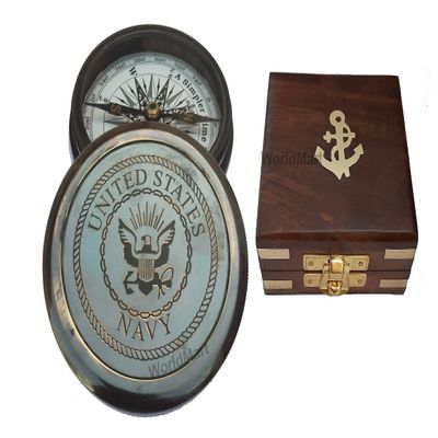 WORLDMART United States Navy Personalized Engraved Compass, Mens Gift, Groomsmen Gift, Wedding Gift, Hiking Gift, Corporate Gift, (Engraved Only Compass)