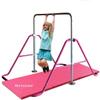 Kids Jungle Children Monkey Bar Gymnastics Athletic Expandable Kip Balance Bars Junior Training Play Gym Pink with 2' x 6' Gymnastic Mat view 1