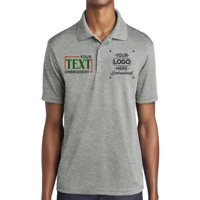 Custom Polo Shirt for Men Personalized Embroidered Polo Golf Shirt with Text Grey Heather