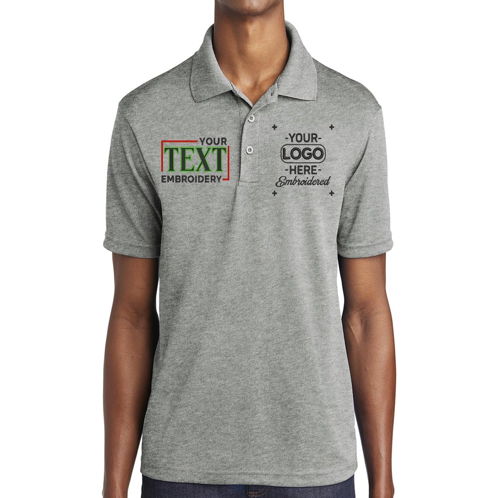 Custom Polo Shirt for Men Personalized Embroidered Polo Golf Shirt with Text Grey Heather