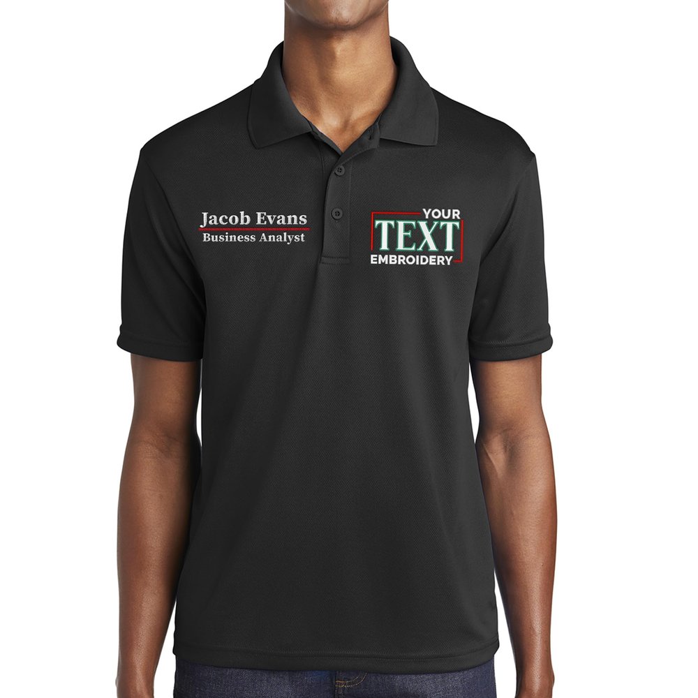 Custom Polo Shirt for Men Personalized Embroidered Short Sleeve Polo Golf Shirt Add Your Text Name Black