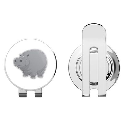 888 Graphics Big Hippo Cartoon Golf Hat Clip with Magnetic Ball Marker