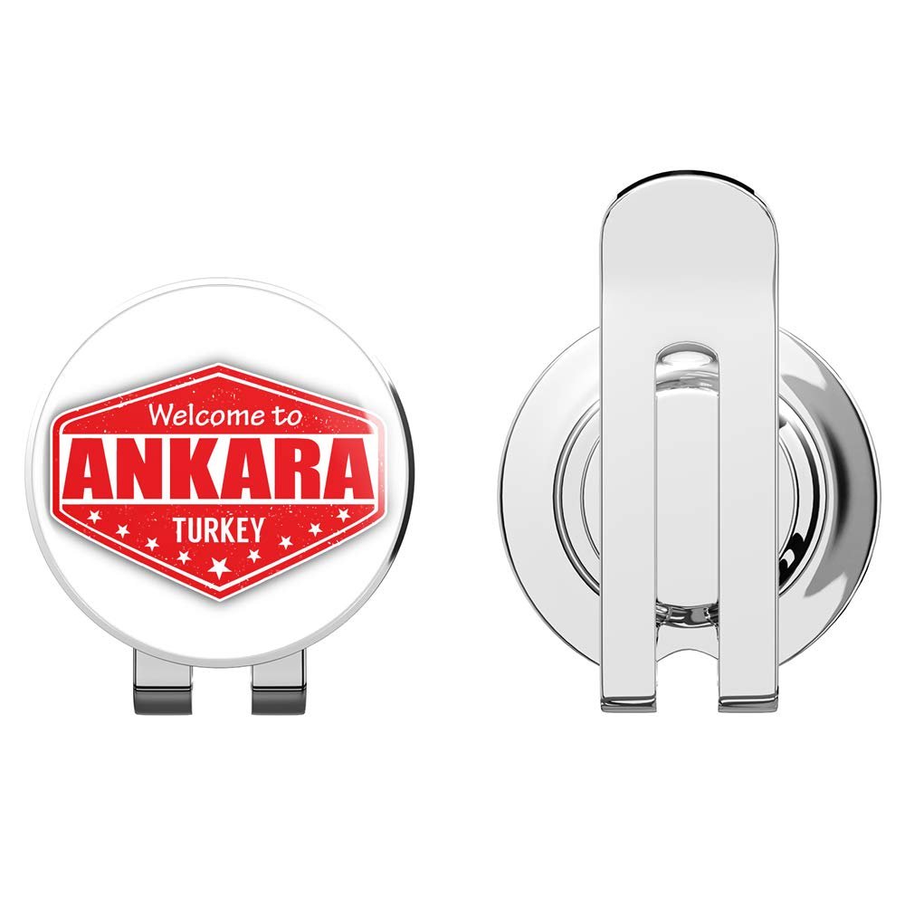 888 Graphics Ankara City Turkey Grunge Travel Stamp Golf Hat Clip with Magnetic Ball Marker