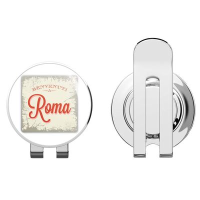 888 Graphics Benvenuti A Roma Grunge Travel Italy Golf Hat Clip with Magnetic Ball Marker
