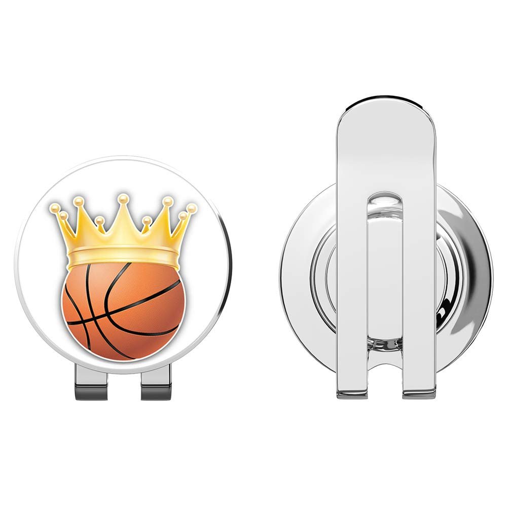 888 Graphics Basketball Ball Golden Crown Golf Hat Clip with Magnetic Ball Marker