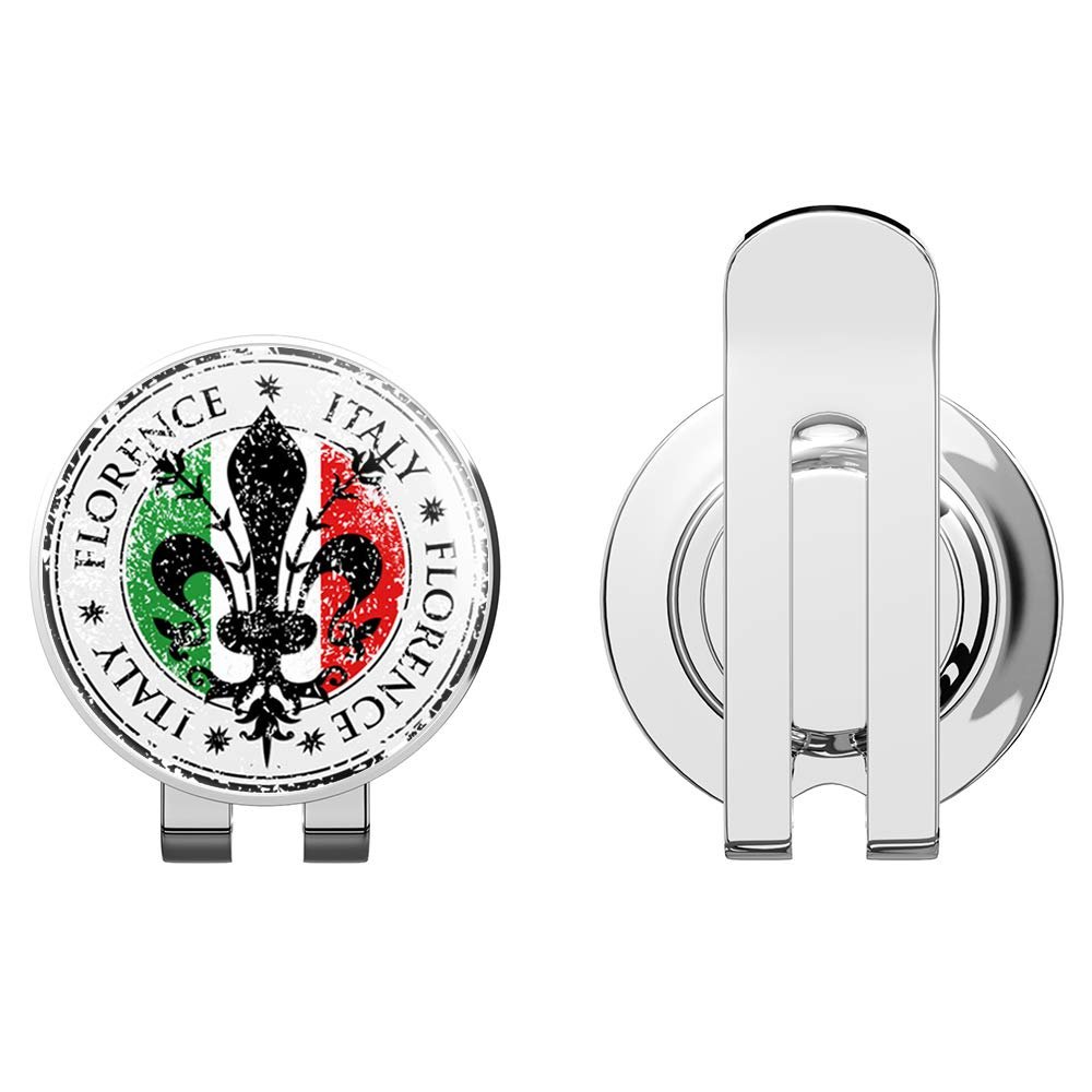 888 Graphics Florence City Italy Flag Grunge Travel Golf Hat Clip with Magnetic Ball Marker