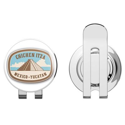 888 Graphics Chichen Itza Mexico Vintage Label Golf Hat Clip with Magnetic Ball Marker