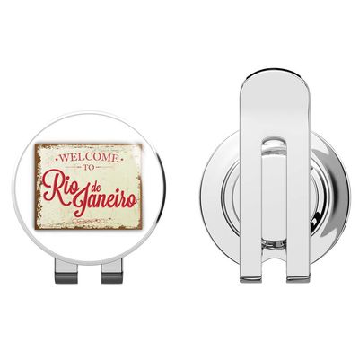 888 Graphics Welcome to Rio De Janeiro Vintage Travel Sign Golf Hat Clip with Magnetic Ball Marker
