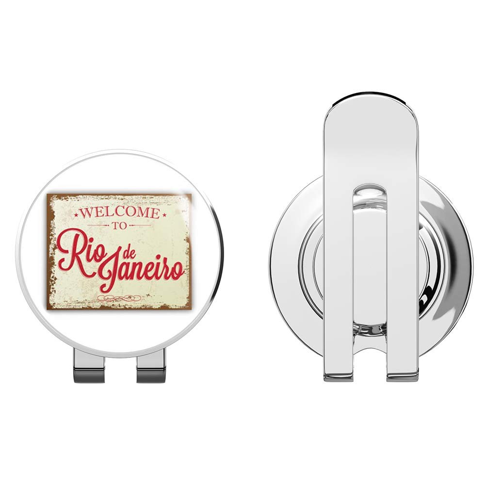 888 Graphics Welcome to Rio De Janeiro Vintage Travel Sign Golf Hat Clip with Magnetic Ball Marker