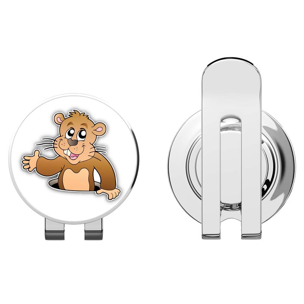 888 Graphics Cartoon Groundhog Golf Hat Clip with Magnetic Ball Marker