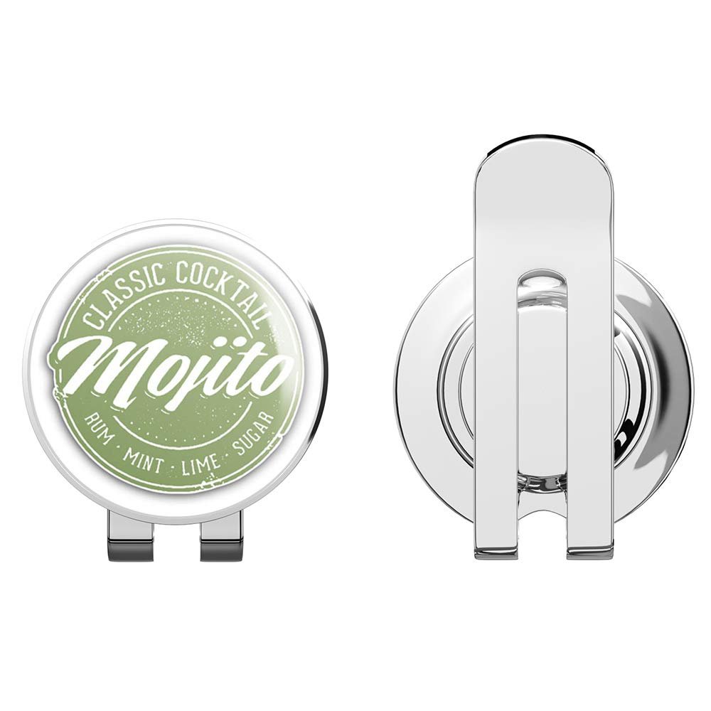 888 Graphics Mojito Cocktail Grunge Stamp Golf Hat Clip with Magnetic Ball Marker