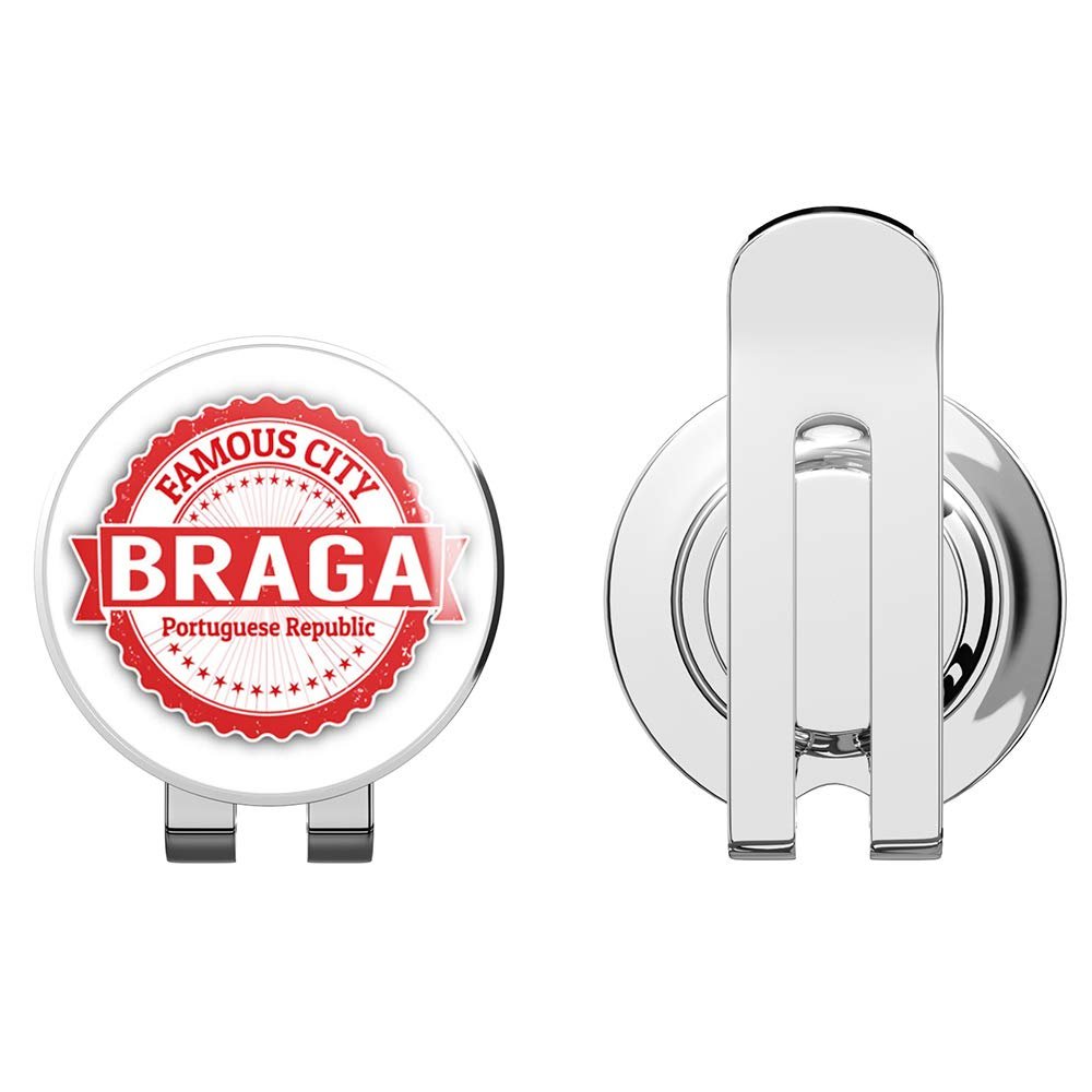 888 Graphics Braga City Portugal Grunge Travel Stamp Golf Hat Clip with Magnetic Ball Marker
