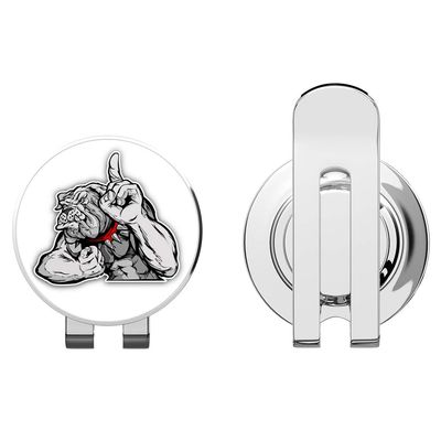 888 Graphics Bulldog Flexing Arms Mascot Cartoon Golf Hat Clip with Magnetic Ball Marker