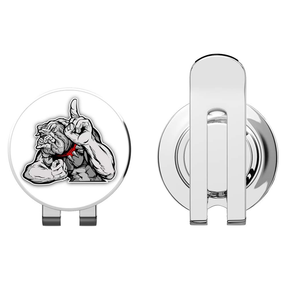 888 Graphics Bulldog Flexing Arms Mascot Cartoon Golf Hat Clip with Magnetic Ball Marker