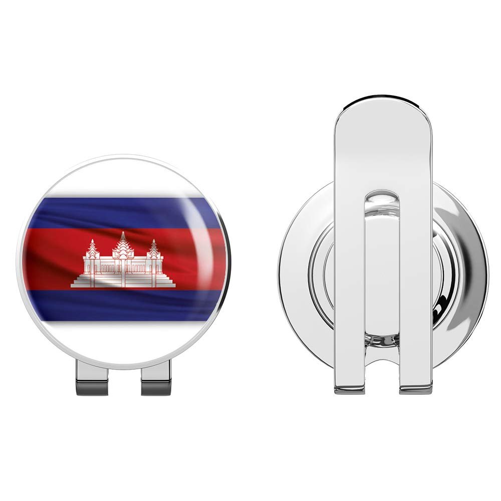 888 Graphics Cambodia Wavy Flag Golf Hat Clip with Magnetic Ball Marker