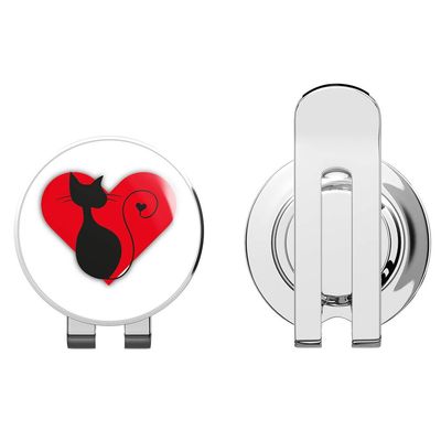 888 Graphics Cat Heart I Love You Golf Hat Clip with Magnetic Ball Marker