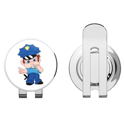 888 Graphics Cartoon Funny Policeman Whistle Golf Hat Clip with Magnetic Ball Marker