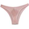 JAXFSTK Men's Hollow Lace Bikini Briefs Underwear Sissy Cheeky Briefs See-through Underpants Light Pink M view 1