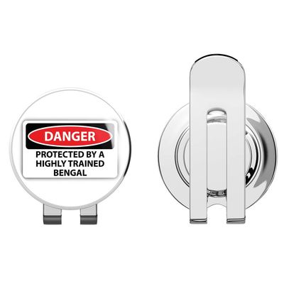 888 Graphics Danger Protected by A Trained Bengal Warning Golf Hat Clip with Magnetic Ball Marker