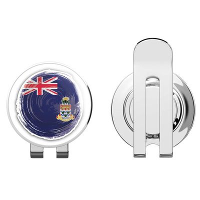 888 Graphics Cayman Islands Flag Grunge Brushstroke Golf Hat Clip with Magnetic Ball Marker