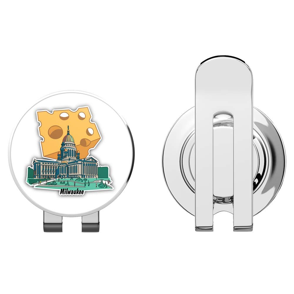 888 Graphics Capitol Building Milwaukee Wisconsin Cheese Golf Hat Clip with Magnetic Ball Marker