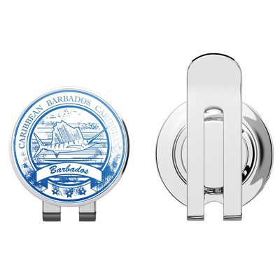888 Graphics Barbados Caribbean Travel Stamp Golf Hat Clip with Magnetic Ball Marker