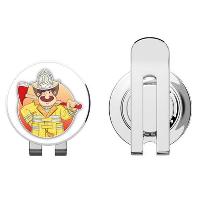 888 Graphics Fireman Cartoon Golf Hat Clip with Magnetic Ball Marker