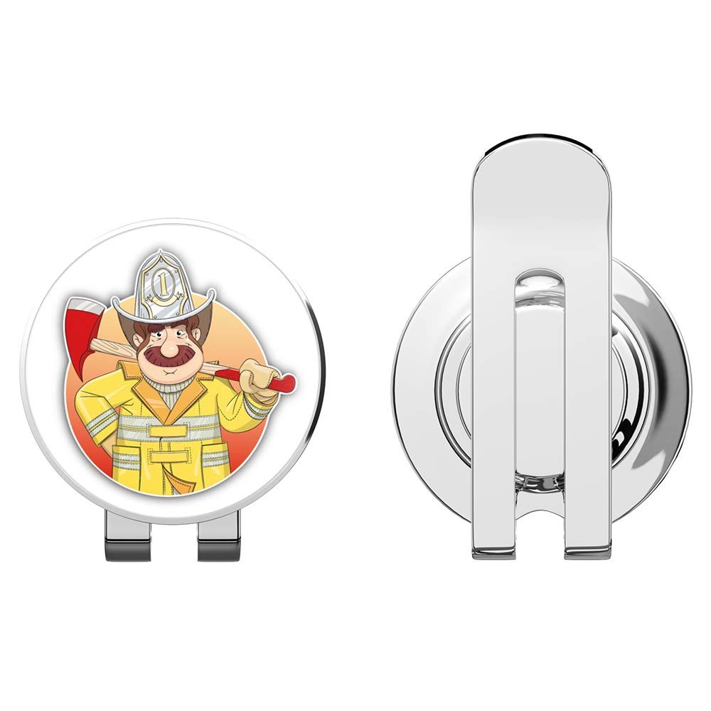 888 Graphics Fireman Cartoon Golf Hat Clip with Magnetic Ball Marker