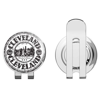 888 Graphics Cleveland City Ohio United States Grunge Travel Golf Hat Clip with Magnetic Ball Marker