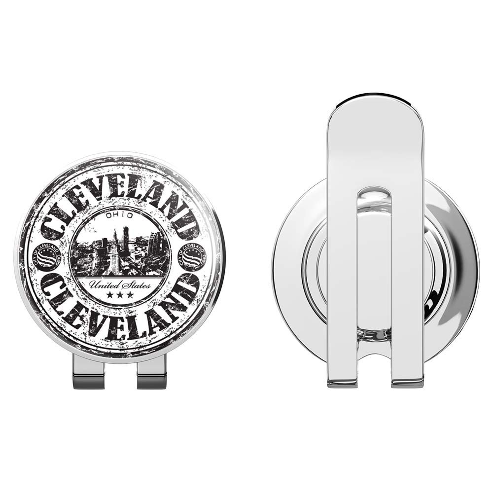 888 Graphics Cleveland City Ohio United States Grunge Travel Golf Hat Clip with Magnetic Ball Marker