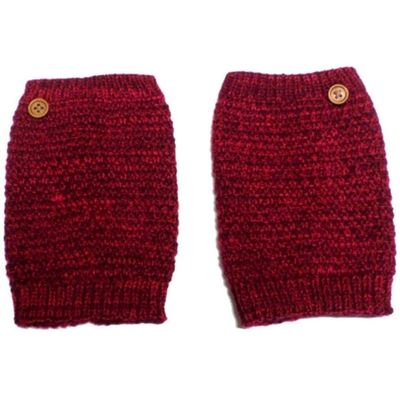 Ginga's Galleria Red Mix Crochet Knit Popcorn Pattern Button Boot Cuffs Leg Warmers