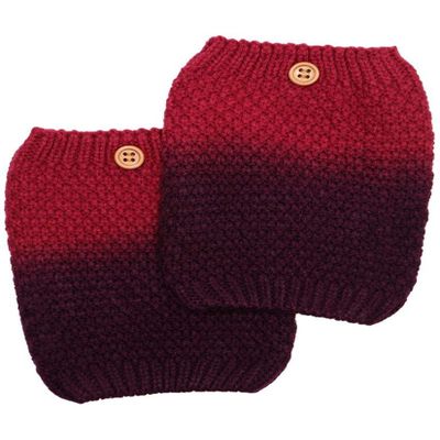 Ginga's Galleria Burgundy Ombre Popcorn Knit Button Boot Cuffs Leg Warmers