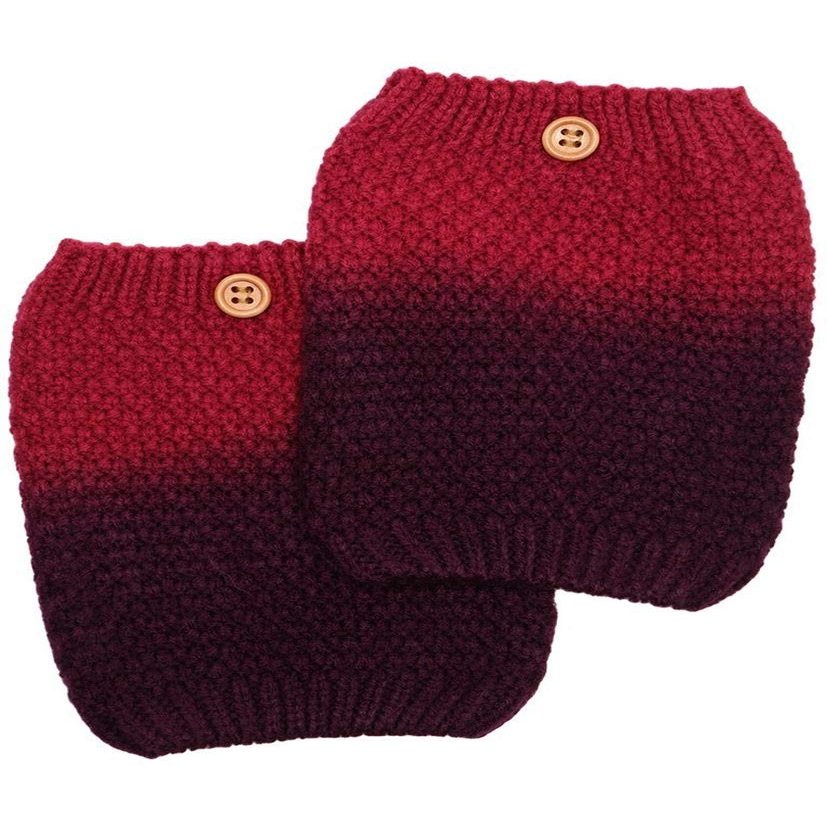 Ginga's Galleria Burgundy Ombre Popcorn Knit Button Boot Cuffs Leg Warmers