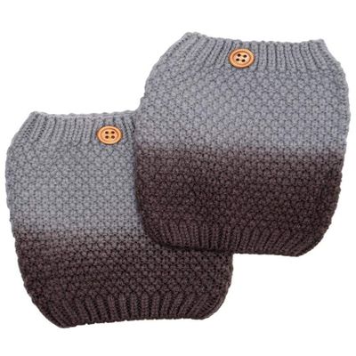 Ginga's Galleria Dark Grey& Light Grey Ombre Popcorn Knit Button Boot Cuffs Leg Warmers