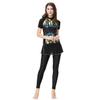HANYIMIDOO Muslim's Ladies Short Sleeves 2 Pieces Swimsuits (Small, Black) view 2