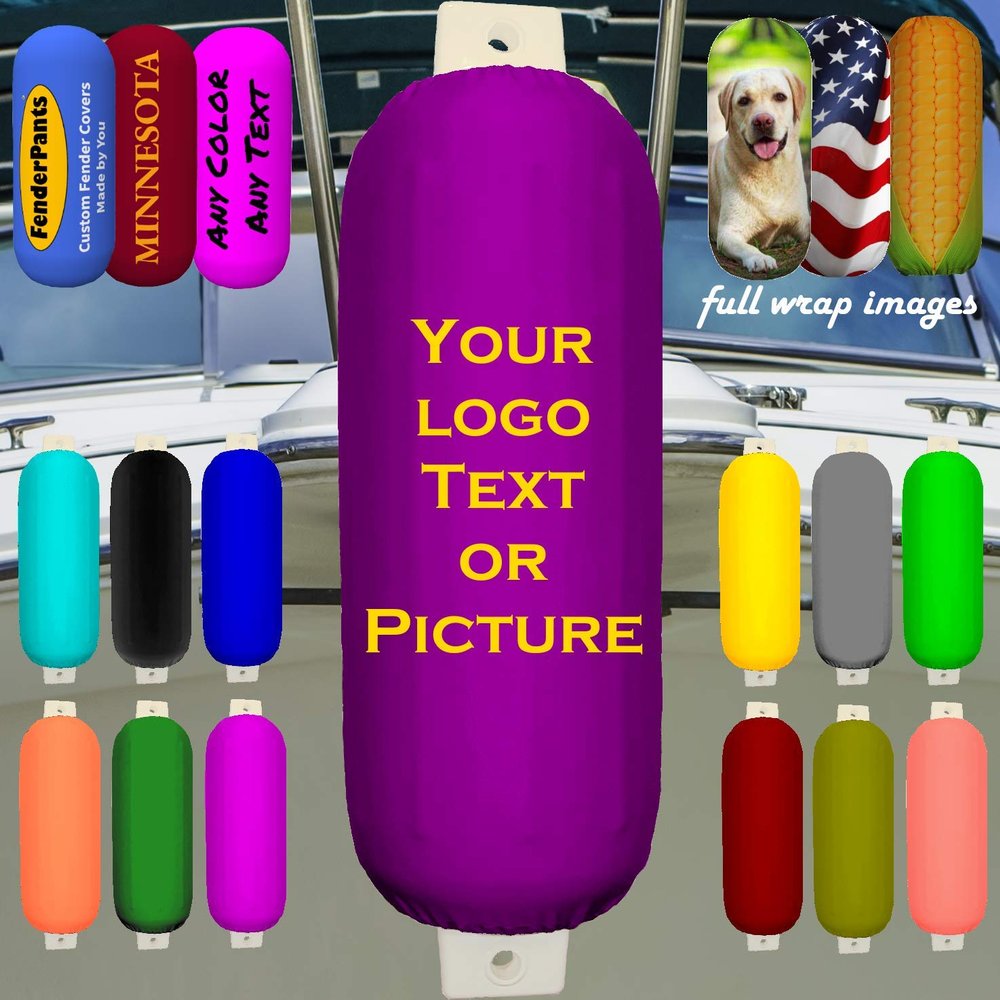 Custom Fender Covers - ADD YOUR TEXT - Personalized Fender Covers (8.5" diam, Purple)