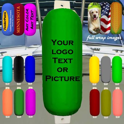 Custom Fender Covers - ADD Your Text - Personalized Fender Covers (10.5" diam, Green)