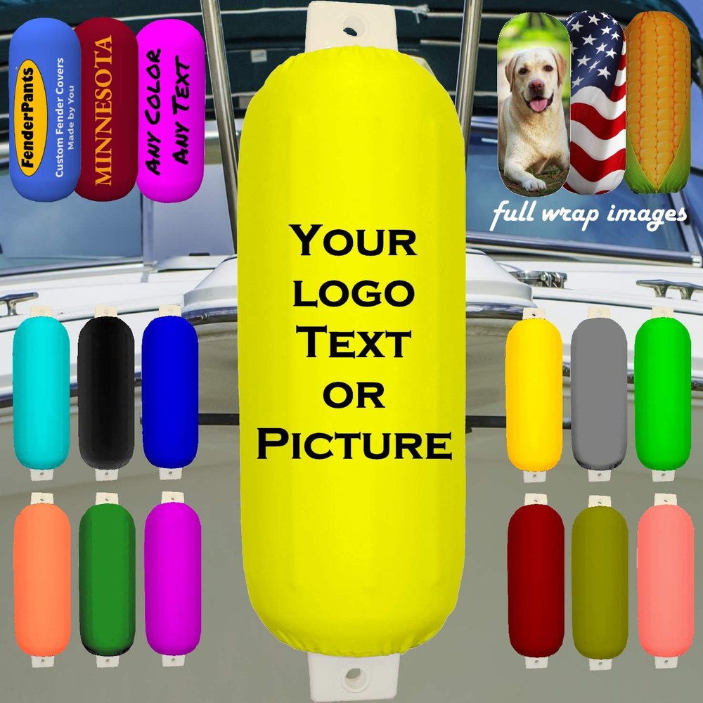 Custom Fender Covers - ADD Your Text - Personalized Fender Covers (6.5" diam, Yellow)