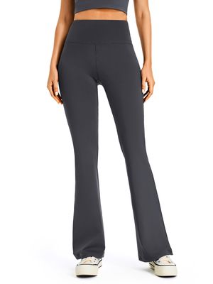 AFITNE Yoga Pants for Women Bootcut Pants with Pockets High Waisted Workout Bootleg Yoga Pants Tall Long Athletic Gym Pants Grey - XXL