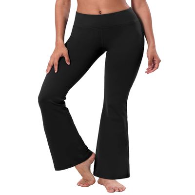 BUBBLELIME 29"/31"/33"/35" 4 Styles Women's Bootcut Yoga Pants Tummy Control - Basic Bootleg_Black(1) S_31" Inseam
