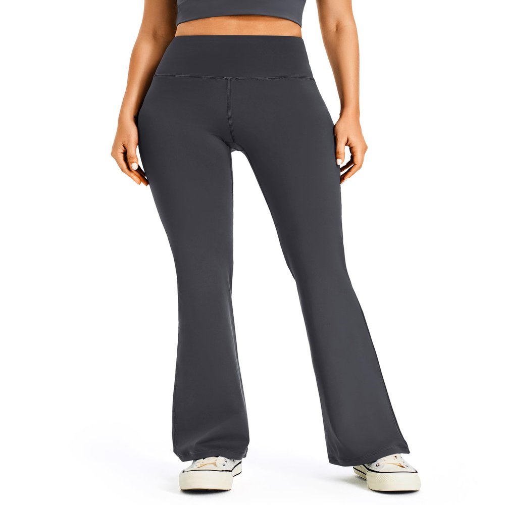 AFITNE Yoga Pants for Women Bootcut Pants with Pockets High Waisted Workout Bootleg Yoga Pants Tall Long Athletic Gym Pants Grey - XL